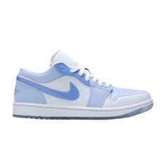 Find JORDAN 1 Low Se 'mighty Swooshers on Editorialist. Inspired by anime, the Air Jordan 1 Low SE ‘Mighty Swooshers’ updates the classic silhouette with a subtle palette and unique graphic elements. Varying pastel shades of blue are applied to a leather upper with white quarter panels and a matching white forefoot overlay. A glossy finish distinguishes the eyestay and signature Swoosh, while an embroidered Jumpman and Wings logo decorate the tongue and back heel, respectively. Underfoot, an icy translucent rubber outsole reveals expressive anime-style artwork. Mighty Swooshers, Air Jordan 1 Shoes, Jordan 1 Sneakers, Jordan 1 Shoes, Wings Logo, Air Jordan 1 Low, Jordan 1 Low, Metallic Blue, Jordan 1 Mid