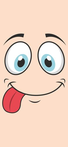 an animated face with blue eyes and tongue sticking out