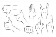 hand gestures drawn in black and white