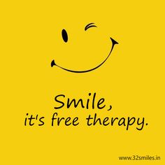 a smiley face with the words smile it's free therapy