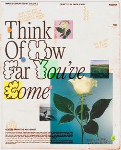 a collage of words and pictures with a white rose