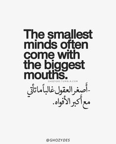 the smallest minds often come with the biggest mouths in english and arabic calligraphy by ghozydes