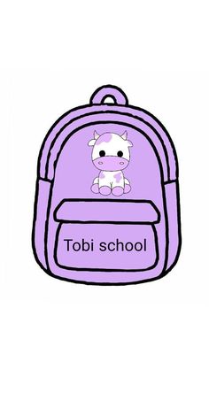 a purple backpack with a small white dog on the front and bottom part of it