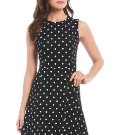 Calvin Klein Polka Dot Scuba Crepe Midi Dress | Dillard's Dillards Dresses, Crepe Midi Dress, Dillard's, Polka Dot Dress, Dot Dress, How To Look Pretty, Round Neckline, Everyday Essentials Products, Polka Dot