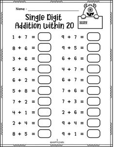 a worksheet for addition with numbers