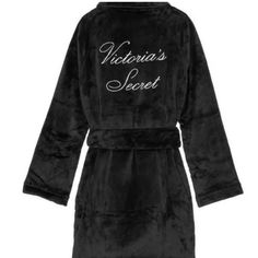 Victoria's Secret Short Cozy Robe 26588190 Color - (4c3t) Black Embossed Logo Size Xs/S 6 Pc Sheer Mesh Lingerie Set With Skirt Lace Gloves W Rhinestones Nwt Earrings Nwt Black Satin Robe, Luxury Robes, Victoria Secrets, Kimono Fashion, Victoria's Secret Pink, Lingerie Set, Victoria Secret, Victoria’s Secret, Gowns Dresses