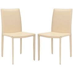 two white chairs sitting next to each other