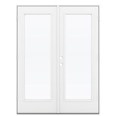 a white double door with glass panels