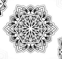 an intricate black and white pattern with geometric shapes