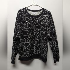 Women's Spider Web Crew Neck Sweater By Grayson/Threads. Materials: 55% Cotton, 45% Polyester Spider Web, Crew Neck Sweater, Neck Sweater, Scoop Neck, Sweaters For Women, Thread, Black White, Crew Neck, Black And White