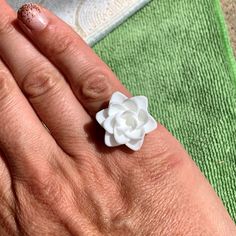 White Nylon 3d Printed Flower Ring. Nwot. I Had This Made, But Never Wore It. Size 7.5 Very Light And Flexible. 3d Printed Bracelet, 3d Printed Flowers, 3d Printed Ring, Printed Flowers, 3d Jewelry, Resin Ring, 5 Rings, Ring Color, Flower Ring