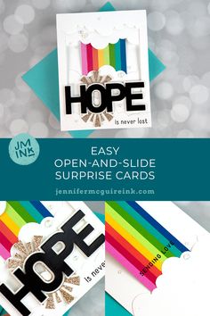 an open - and - slide surprise card with the text hope in black on it