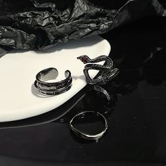 Style: Punk Black Metal Grunge Rings, Grunge Black Metal Rings, Grunge Style Black Metal Rings, Punk Style Metal Rings, Black Punk Metal Rings, Punk Style Black Metal Rings, Black Metal Punk Rings, Punk Style Adjustable Black Ring, Adjustable Black Punk Style Rings