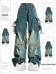 Blue Cargo Jeans, Trashy 2000s, Y2k Trashy, Cowboy Pants, Mode Emo, 2000s Clothes, Mode Jeans, Baggy Clothes, 90s Aesthetic