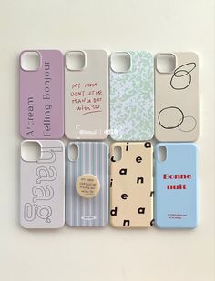 six cell phones with different designs on them