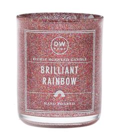 a jar of bright pink glitter with the words brilliant rainbow on it's lid