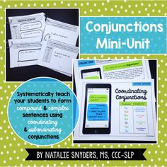 a poster with instructions for conjunctions and mini - unit