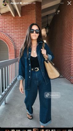 Dark Denim On Denim Outfit, Dark Winter Summer Outfits, Denim Purse Outfit, Denim Button Down Shirt Outfit, Styling Button Down Shirts Women, Jeans Cardigan Outfit, September Outfits Casual, Dark Denim Outfit, Dark Denim Jeans Outfit