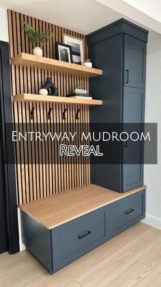 the entryway mudroom reveal is open and ready to be used for storage or display