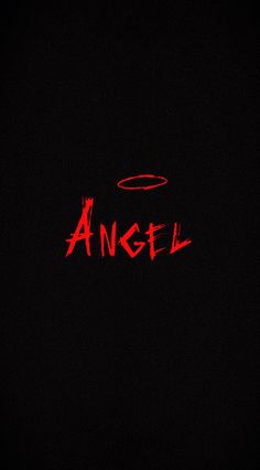 the word angel written in red on a black background