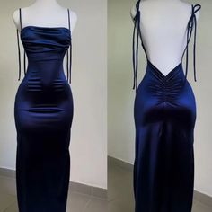 Blue Dresses Classy, Navy Blue Prom Dresses Long, Tight Prom Dress, Prom Dress Backless, Navy Blue Prom Dress, Navy Blue Prom, Long Silk Dress, Hot Prom Dress, Classy Prom