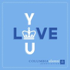 the word you love is written in blue and white with a crown on top of it