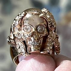 This Is A Pretty Rose Gold Tone Signed Mcqueen Skull Ring. (It Doesn’t Show The Color In The Pics) It Is Missing A Few Crystals In One Of The Starfish. Otherwise In Very Good Condition. See Pics For Description. Pre Owned. Old Fashioned Words, Mcqueen Jewelry, Gothic Angel, Pretty Rose, Gold Skull, Pretty Roses, 6 Rings, Skull Ring, Womens Jewelry Rings