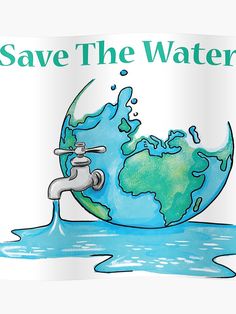 save the water poster with earth and faucet