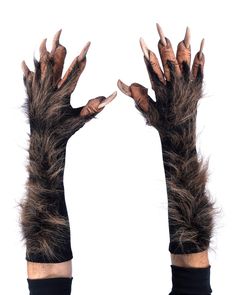 two hands that are wearing gloves with claws on them