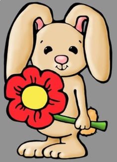 a rabbit holding a flower in its paws