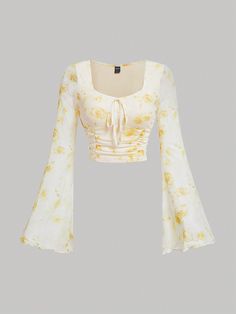 Amarillo  Collar manga larga Tela tejida Floral  Embellished Estiramiento medio Cute Dress Outfits, Casual Preppy Outfits, Really Cute Outfits, Teen Fashion Outfits, Mode Outfits, Cute Casual Outfits, Outfits For Teens, Simple Outfits, Outfit Inspirationen