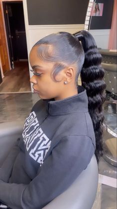 Ponytail With Bundles, Kids Ponytail Hairstyles Black, Ponytail Edges, Cute Ponytail Styles, Invisible Ponytail, Cute Ponytail Hairstyles, Beenie Man, Slick Ponytail