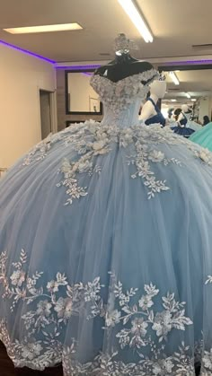 Blue Princess Prom Dress Ball Gown Quinceanera Dresses Long Baby Blue Quinceanera, Robes Quinceanera, Lavender Quinceanera, Xv Dresses, Quince Stuff, Prom Dress Ball Gown, Quinceanera Themes Dresses, Quincenera Dresses, Dresses Lavender