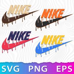 four different colored nike swg logo designs