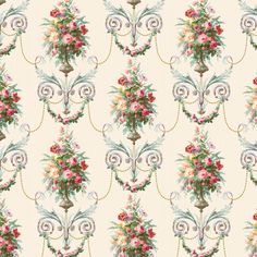 a wallpaper pattern with flowers and vines