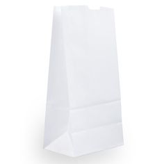 a white paper bag on a white background