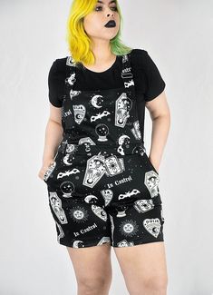 Night Reading Overalls - In Control Clothing Plus Size Goth Clothes, Goth Summer Outfits, Summer Goth Outfits, Witchy Outfits, Plus Size Goth, Womens Overalls, Strega Fashion, Alt Aesthetic, Night Reading