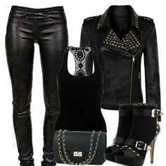 Girl Biker Outfit, Girl Biker, Mode Rockabilly, Goth Clothes, Rocker Girl