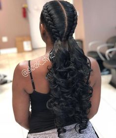 Pigtail Updo, Updo Ponytails, Braid Cornrows, Braids Weave, Goddess Braid Styles, Goddess Braid, Braids Goddess, Two French Braids, Two Braid Hairstyles