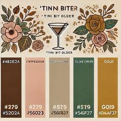 the color scheme for tint bit older is shown in shades of brown, green and gold