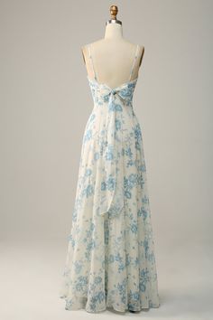 Baby Blue Floral Dress Prom, Light Colored Dresses Classy, Flower Dresses Formal, Snowball Dresses Long, Vintage Inspired Dress, Clean Girl Prom Dress, Online Prom Dress Sites, Blue And White Formal Dress, Appropriate Prom Dresses