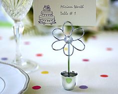 Flower place card holder from Get Married Daisy Themed Wedding, Blue Silver Weddings, Daisy Theme, Table Card Holder, Place Card Holder, Daisy Cards, Daisy Wedding, Arch Decoration, Wedding Card Holder