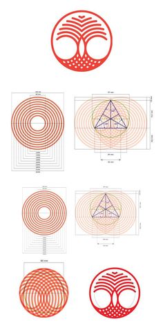 four circles with different shapes and lines on them, all showing the same area for each object