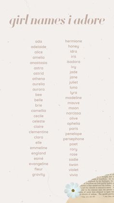 a poster with the words girl names i'd love to say in spanish and english