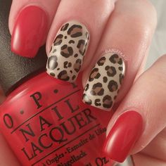 Rockabilly Nails, Leopard Print Nail Art, Nail Art Red, Leopard Print Nail, Print Nail Art, Red Leopard Print, Milky Nails, Hello Nails, Leopard Print Nails