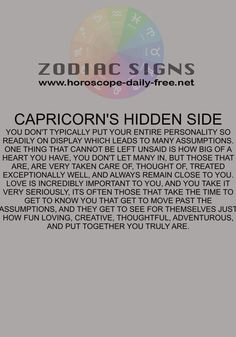 the zodiac sign for capricorn's hidden side is shown in this screenshot