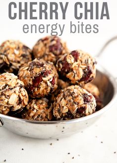 a bowl filled with energy bites covered in granola