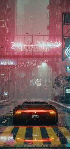 an image of a futuristic car in the rain