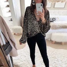 Deep V Neck Blouse, Sequin Shirt, Long Sleeve Sequin, Loose Outfit, Solid Clothes, Party Tops, Sequin Top, V Neck Blouse, Long Blouse