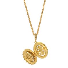 This beautiful double sided cross filigree locket necklace opens and locks with ease, plus makes a unique accent for any outfit. Comes with a 1928 logo tag and lobster clasp closure for a secure fit 14K gold dipped locket and chain necklace Measurements: 30"L x 1.83"H x 0.93"H 1928 Logo Tag And Lobster Clasp Closure Made In USA 1928 JEWELRY COLLECTION From the vaults of rich European capitals to the antique laden attics of old American estates, 1928 Jewelry has created modern replicas of the mos Channel Jewelry, Necklace Measurements, Chic Fashionista, 1928 Jewelry, Vintage Inspired Jewelry, Gold Locket, Logo Tag, Gold Dipped, Aesthetic Images